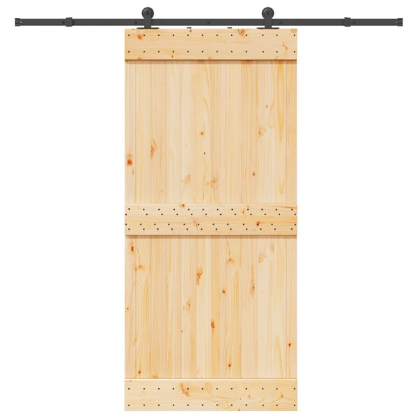 Sliding Door with Hardware Set 95x210 cm Solid Wood Pine