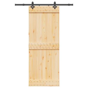Sliding Door with Hardware Set 80x210 cm Solid Wood Pine