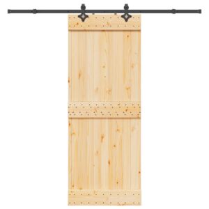 Sliding Door with Hardware Set 80x210 cm Solid Wood Pine