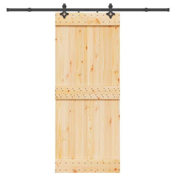 Sliding Door with Hardware Set 85x210 cm Solid Wood Pine