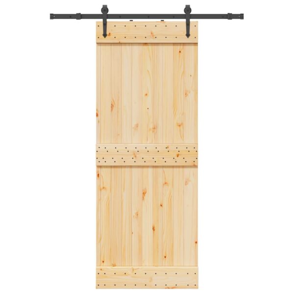 Sliding Door with Hardware Set 80x210 cm Solid Wood Pine
