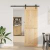 Sliding Door with Hardware Set 80x210 cm Solid Wood Pine
