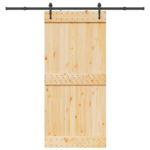 Sliding Door with Hardware Set 95x210 cm Solid Wood Pine