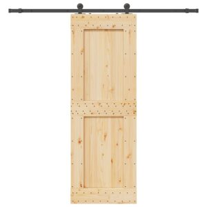 Sliding Door with Hardware Set 80x210 cm Solid Wood Pine