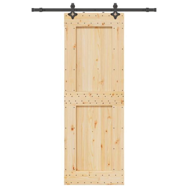 Sliding Door with Hardware Set 80x210 cm Solid Wood Pine