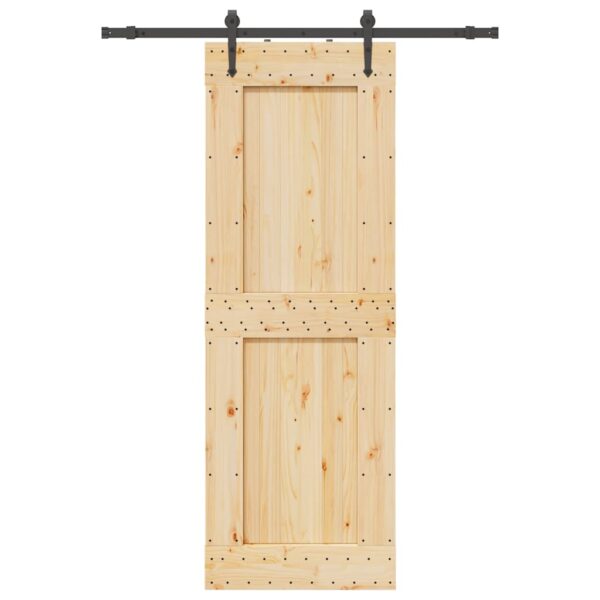 Sliding Door with Hardware Set 80x210 cm Solid Wood Pine