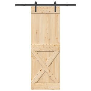 Sliding Door with Hardware Set 80x210 cm Solid Wood Pine