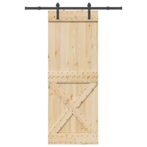 Sliding Door with Hardware Set 85x210 cm Solid Wood Pine