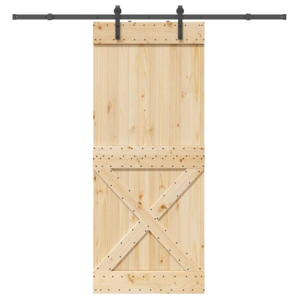 Sliding Door with Hardware Set 90x210 cm Solid Wood Pine