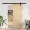 Sliding Door with Hardware Set 100x210 cm Solid Wood Pine