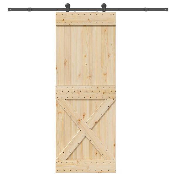 Sliding Door with Hardware Set 85x210 cm Solid Wood Pine