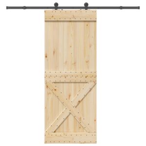 Sliding Door with Hardware Set 90x210 cm Solid Wood Pine
