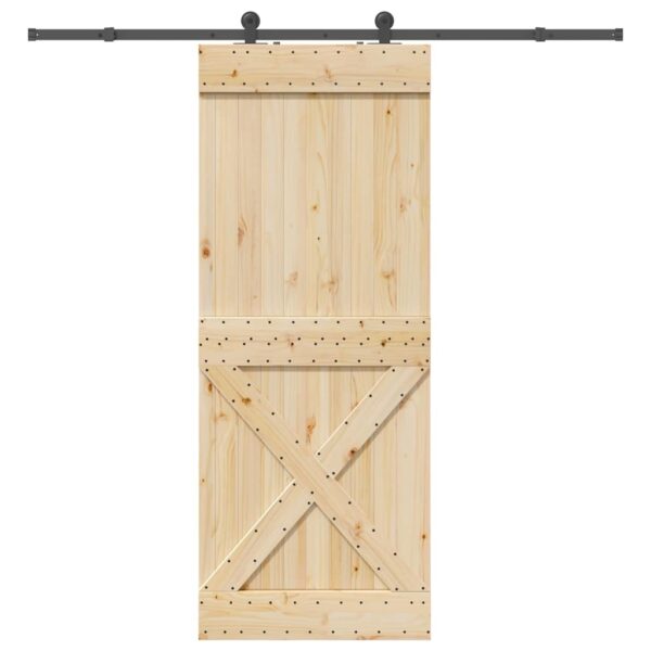 Sliding Door with Hardware Set 90x210 cm Solid Wood Pine