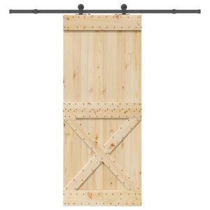 Sliding Door with Hardware Set 95x210 cm Solid Wood Pine