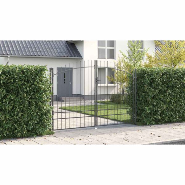 Garden Gate with Lock Grey 200 x 300 cm Steel