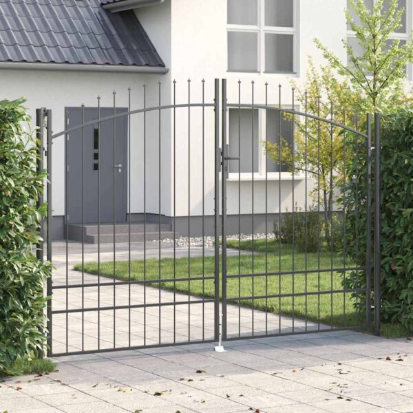 Garden Gate with Lock Grey 200 x 300 cm Steel