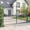 Garden Gate with Lock Grey 200 x 300 cm Steel
