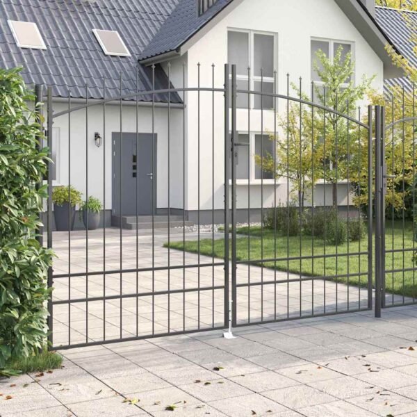 Garden Gate with Lock Grey 200 x 300 cm Steel
