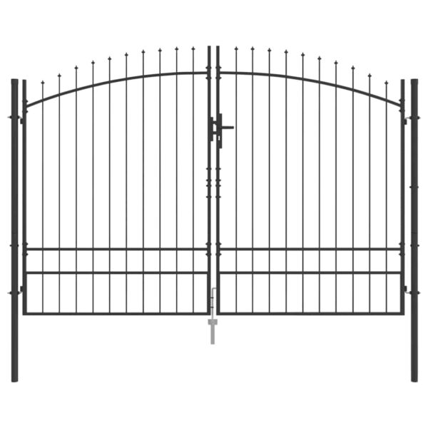 Garden Gate with Lock Grey 200 x 300 cm Steel