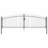 Garden Gate with Lock Grey 125 x 400 cm Steel