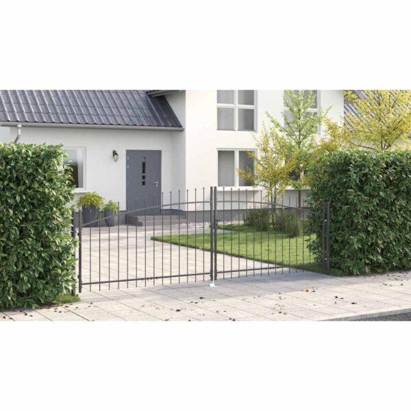 Garden Gate with Lock Grey 150 x 400 cm Steel