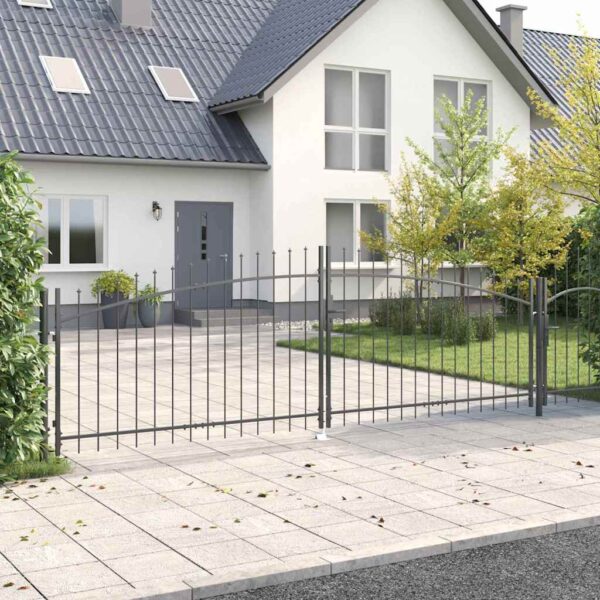 Garden Gate with Lock Grey 150 x 400 cm Steel