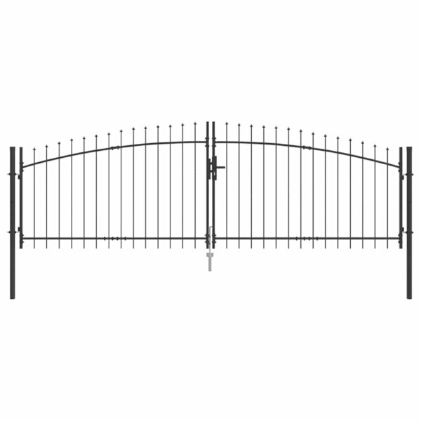 Garden Gate with Lock Grey 150 x 400 cm Steel