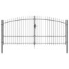 Garden Gate with Lock Grey 175 x 400 cm Steel