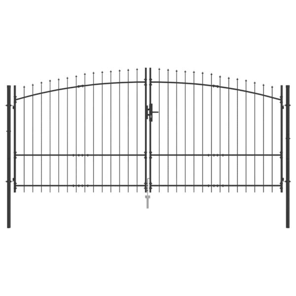 Garden Gate with Lock Grey 175 x 400 cm Steel