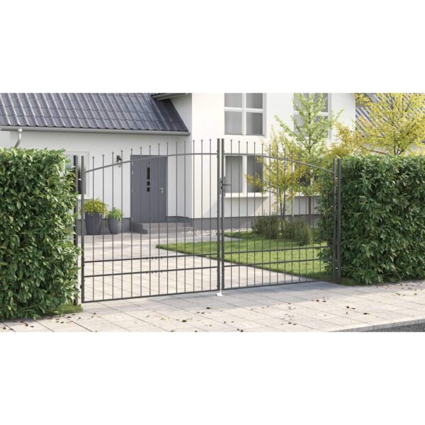 Garden Gate with Lock Grey 200 x 400 cm Steel