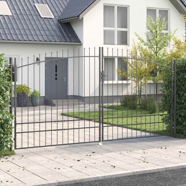 Garden Gate with Lock Grey 200 x 400 cm Steel