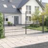 Garden Gate with Lock Grey 200 x 400 cm Steel