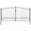 Garden Gate with Lock Grey 200 x 400 cm Steel