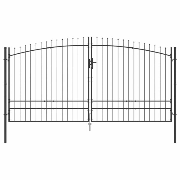 Garden Gate with Lock Grey 200 x 400 cm Steel