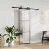Sliding Door with Hardware Set Black 76x205 cm ESG Glass