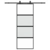 Sliding Door with Hardware Set Black 76x205 cm Tempered Glass