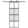 Sliding Door with Hardware Set Black 76x205 cm Tempered Glass