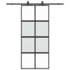 Sliding Door with Hardware Set Black 90x205 cm Tempered Glass