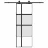Sliding Door with Hardware Set Black 76x205 cm Tempered Glass
