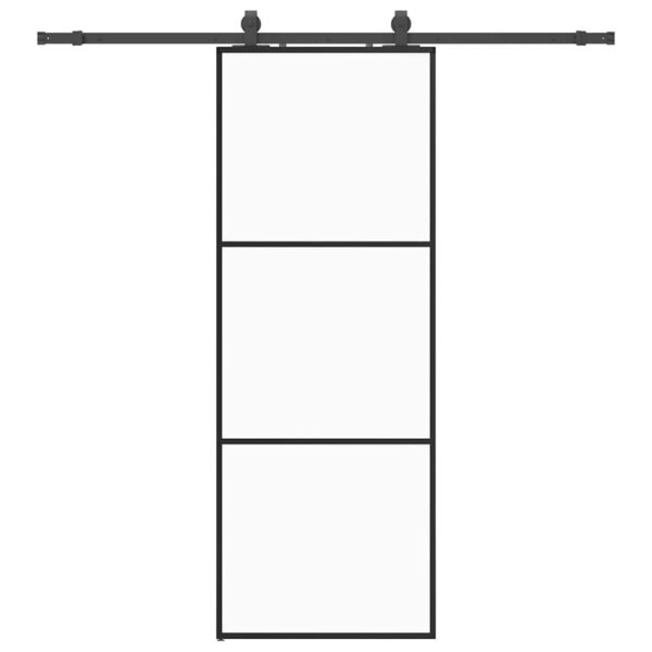 Sliding Door with Hardware Set Black 76x205 cm ESG Glass
