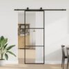 Sliding Door with Hardware Set Black 76x205 cm ESG Glass