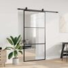 Sliding Door with Hardware Set Black 102x205 cm ESG Glass