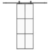 Sliding Door with Hardware Set Black 76x205 cm ESG Glass