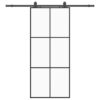 Sliding Door with Hardware Set Black 90x205 cm ESG Glass