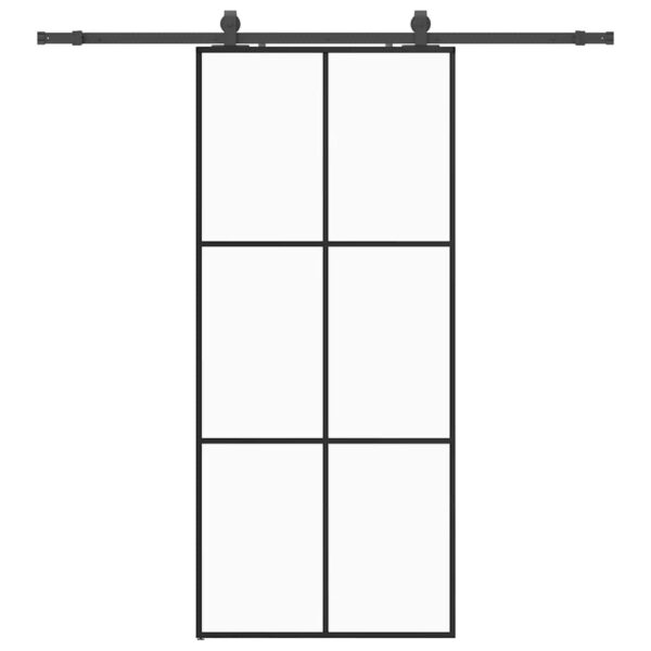 Sliding Door with Hardware Set Black 90x205 cm ESG Glass