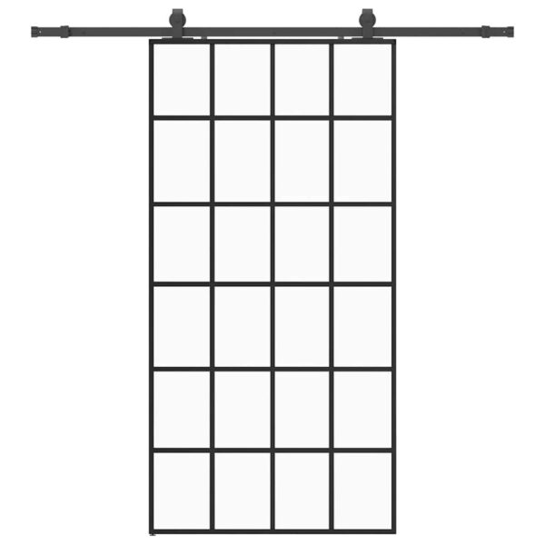 Sliding Door with Hardware Set Black 102x205 cm ESG Glass