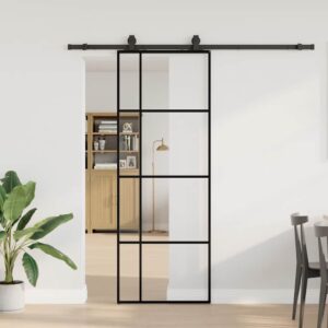 Sliding Door with Hardware Set Black 76x205 cm ESG Glass