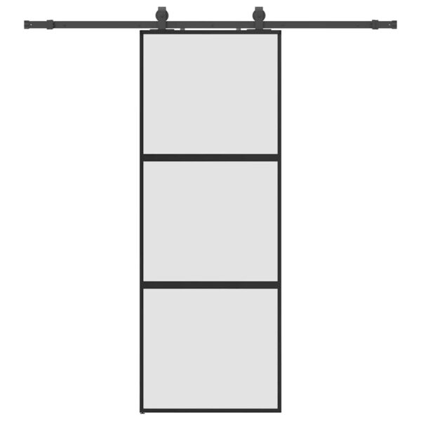 Sliding Door with Hardware Set Black 76x205 cm Tempered Glass
