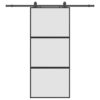 Sliding Door with Hardware Set Black 90x205 cm Tempered Glass