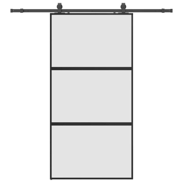 Sliding Door with Hardware Set Black 102.5x205 cm Tempered Glass